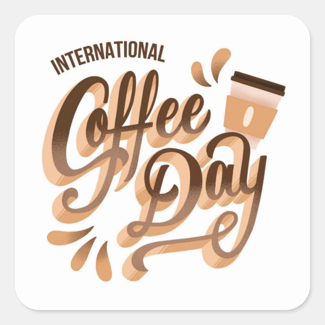 International Coffee Day Square Sticker (Front)