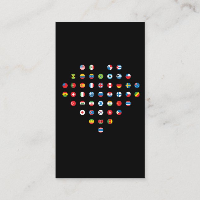 International Country Flags Heart Travel addicted Business Card (Front)