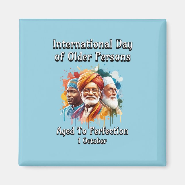 International Day of Older Persons. Aged Magnet (Front)