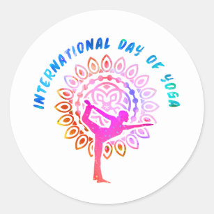 International Day of Yoga Classic Round Sticker