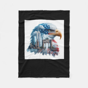 International Eagle Usa Sticker Fleece Blanket