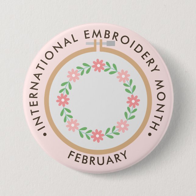 International Embroidery Month 3 Inch Round Button (Front)
