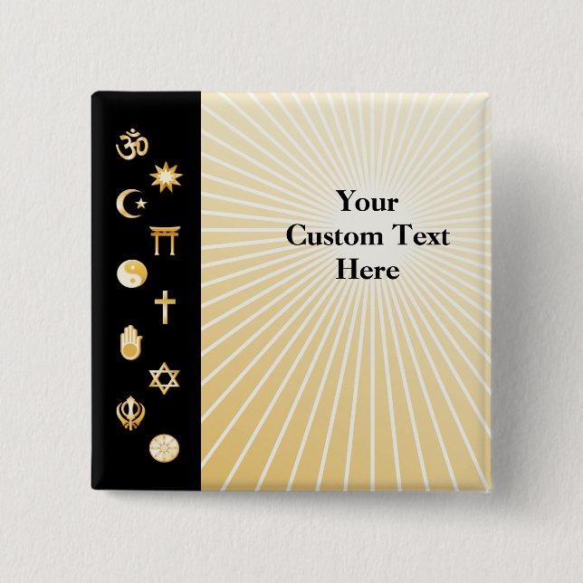 International Faiths 2 Inch Square Button (Front)