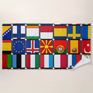 International flag collection, world flags beach towel
