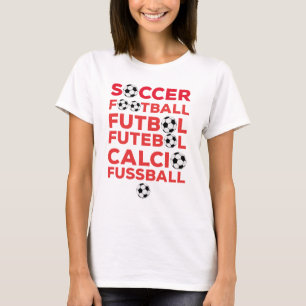 International Football Names Typography Red Sports T-Shirt