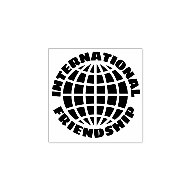 International Friendship with globe icon Rubber Stamp (Imprint)