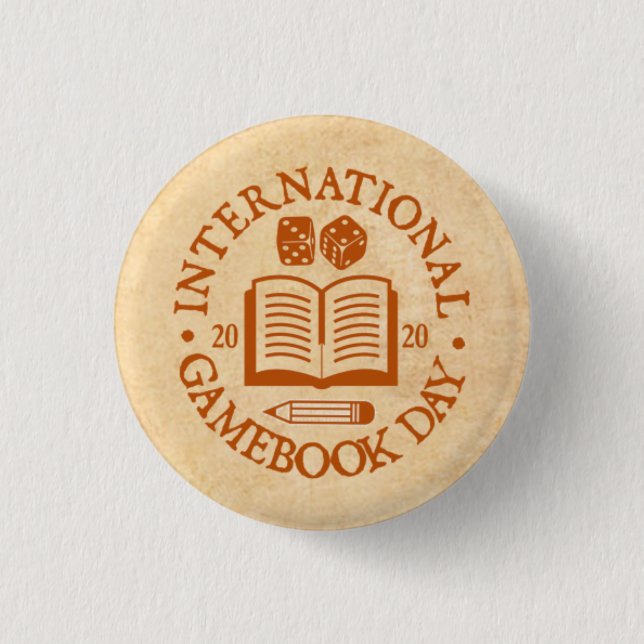 International Gamebook Day Parchment Badge 1 Inch Round Button (Front)