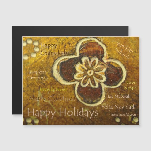 International Happy Holidays Thin Magnetic Card (Front/Back)