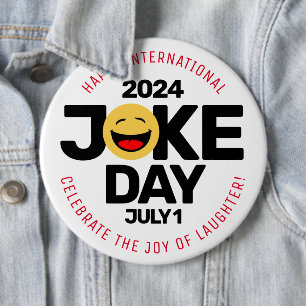International Joke Day Laughing Face 6 Inch Round Button
