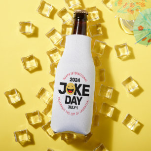 International Joke Day Laughing Face Bottle Cooler