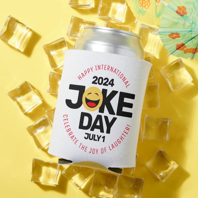 International Joke Day Laughing Face Can Cooler (In Situ Summer)