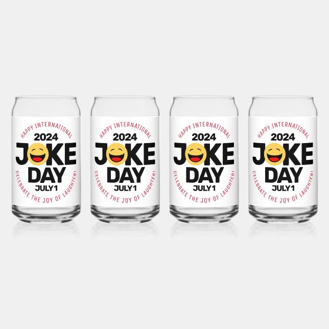 International Joke Day Laughing Face Can Glass (Front)