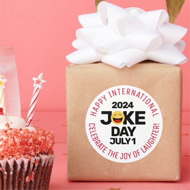 International Joke Day Laughing Face Classic Round Sticker (Party)