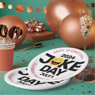 International Joke Day Laughing Face Paper Plate