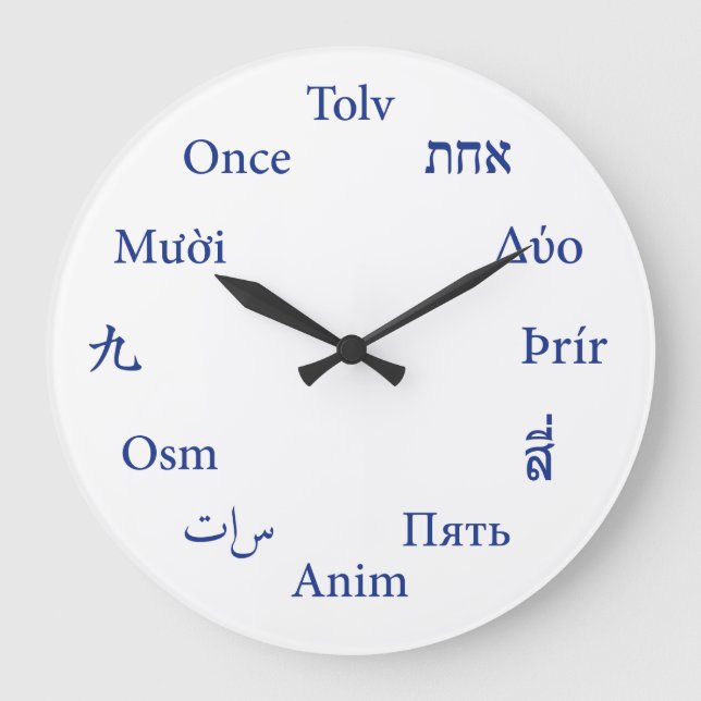 International Languages Clock (Blue) (Front)
