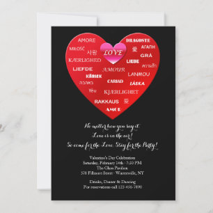 International Love Words Valentine's Day Invites