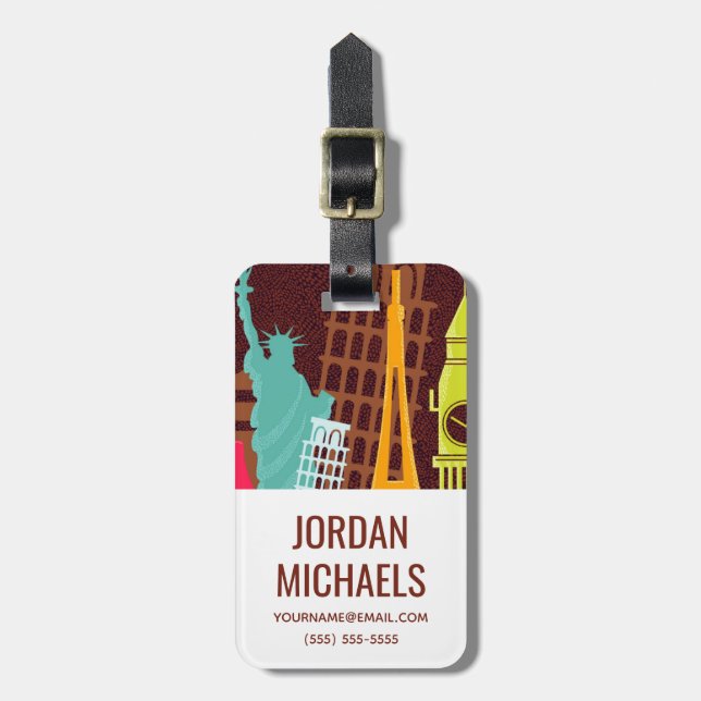 International Monuments Luggage Tag (Front Vertical)