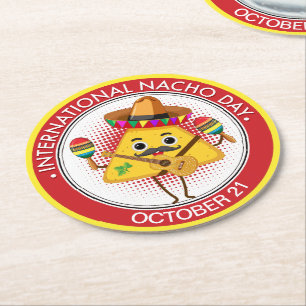 International Nacho Day Round Paper Coaster