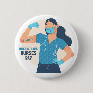 International Nurses Day   Nurses are Strong  Clas 2 Inch Round Button