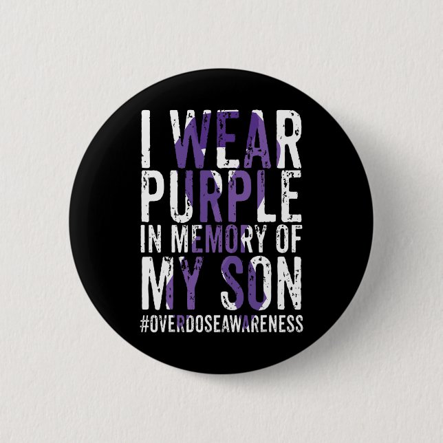International Overdose Awareness Wear Purple Ribbo 2 Inch Round Button (Front)