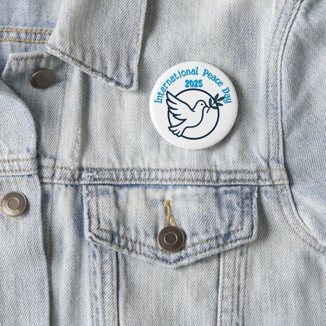 International Peace Day Dove 2 Inch Round Button (In Situ)