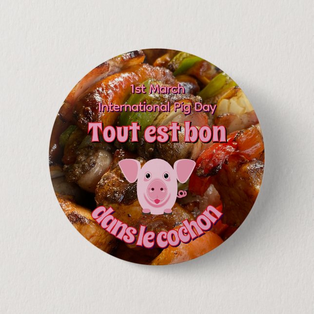 International Pig Day 2 Inch Round Button (Front)