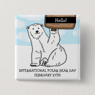 International Polar Bear Day February 27th 2 Inch Square Button