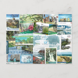 International Postage Stamps - Landscapes Postcard