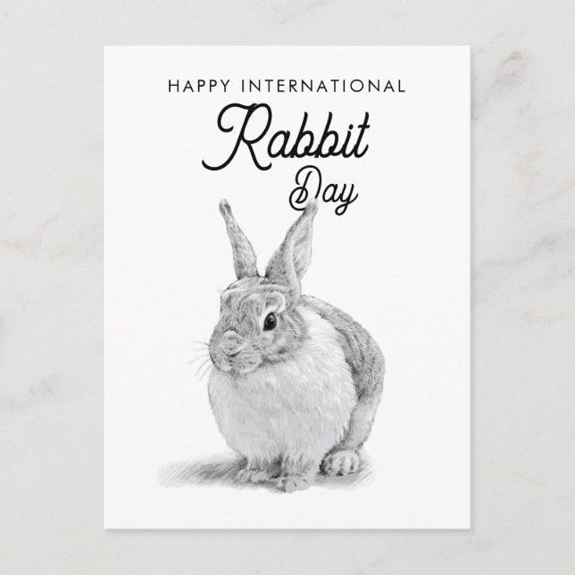 International Rabbit Day Pencil Drawing Postcard (Front)