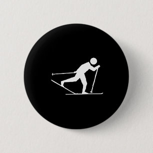 International skate skiing, cross-country skiing 2 inch round button