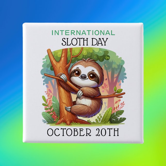 International Sloth Day | October 20th 2 Inch Square Button (Creator Uploaded)