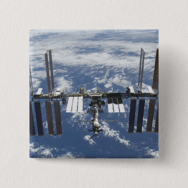 International Space Station in orbit 2 Inch Square Button (Front)