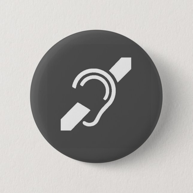 International Symbol for the Deaf 2 Inch Round Button (Front)