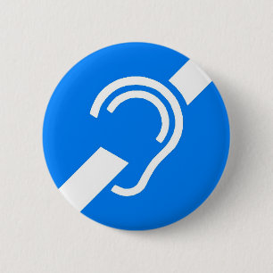 International Symbol for the Deaf 2 Inch Round Button