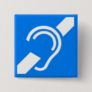 International Symbol for the Deaf 2 Inch Square Button