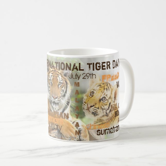 International Tiger Day, July 29, Typography Art Coffee Mug (Front Right)
