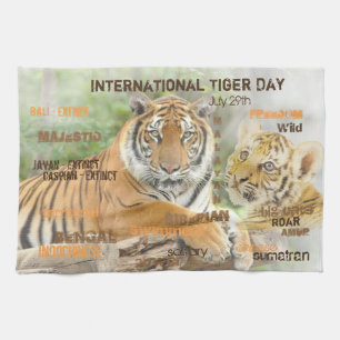 International Tiger Day, July 29, Typography Art Kitchen Towel