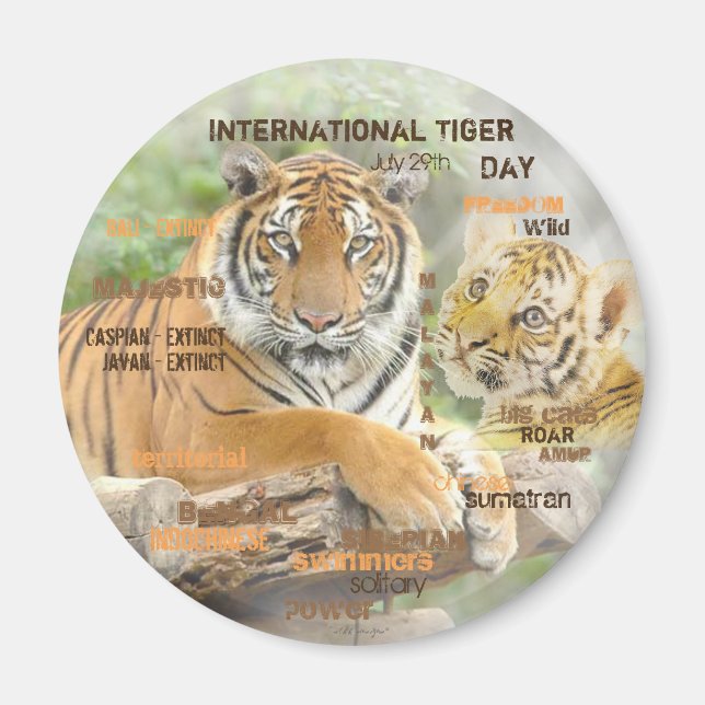 International Tiger Day, July 29, Typography Art Magnet (Front)