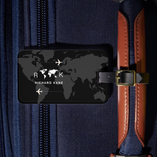 International Travel Black Luggage Tag (Front Insitu 4)