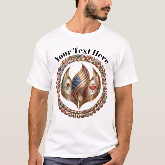 International Unity Flame with World Flags Emblem  T-Shirt (Front)