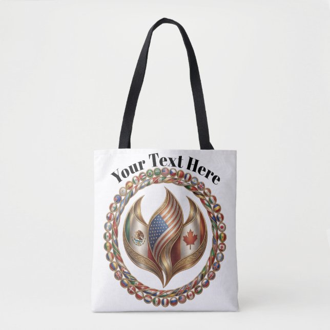 International Unity Flame with World Flags Emblem  Tote Bag (Front)