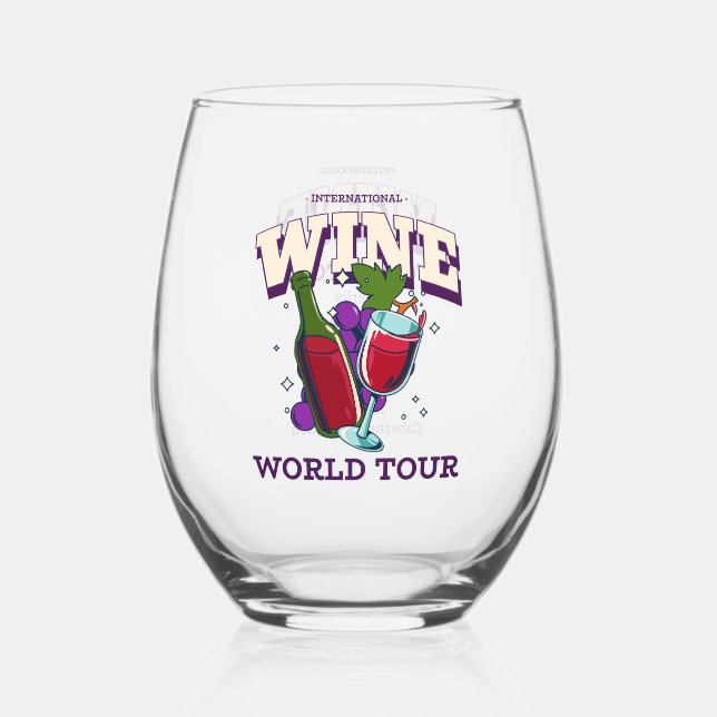 International Wine World Tour Stemless Wine Glass (Front)