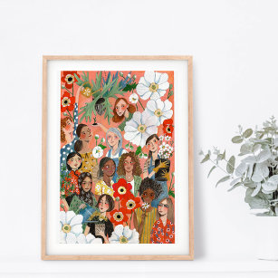 International women day floral  poster