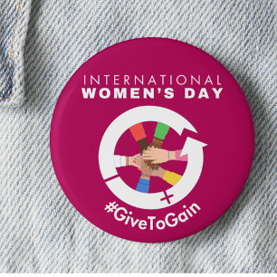 International Women’s Day 2026 Give To Gain 2 Inch Round Button