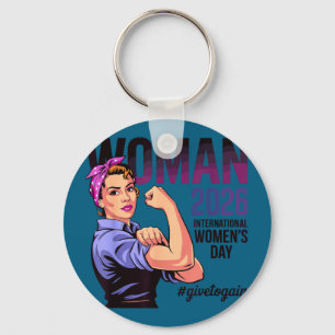 International women’s day 2026 give to gain march  keychain