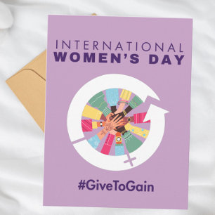 International Women’s Day 2026 Give To Gain Postcard