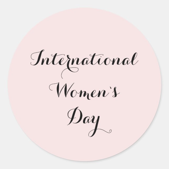 International Women`s Day Blush Pink Classic Round Sticker (Front)