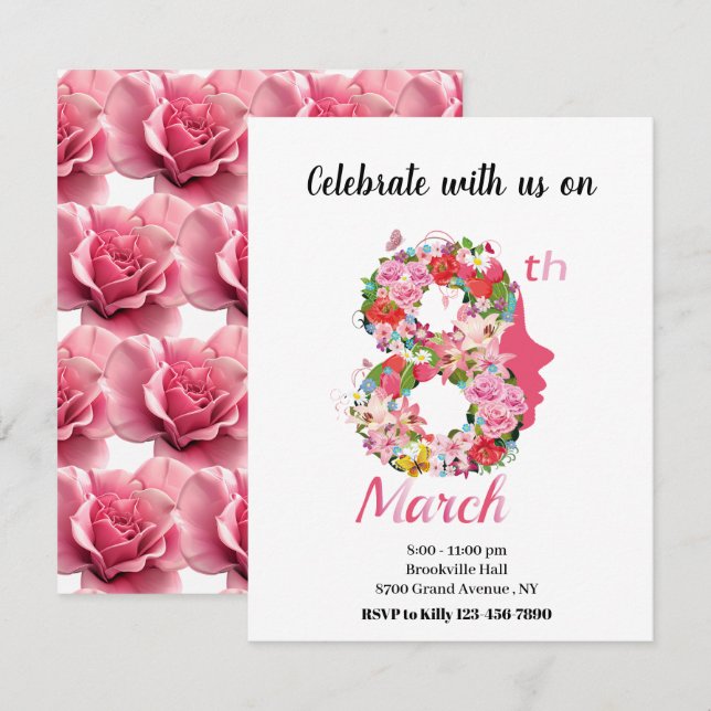 International Women's Day 08  2025 Invitation (Front/Back)