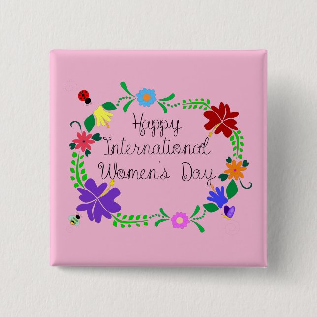 International Women's Day 2021 2 Inch Square Button (Front)