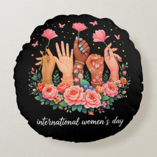 International Women's Day 8 March 2026 Round Pillow